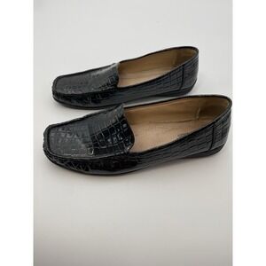 Pierre Dumas Adeline Loafer Croc Embossed Black Slip-On Flats Mens Size 12M